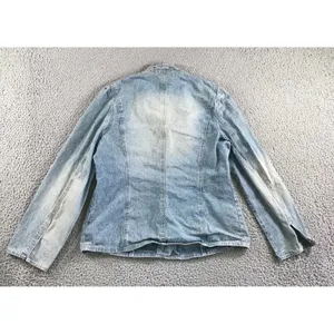 Vtg Focus 2000 Denim Blazer‎ Women M Light Wash 2 Button 4 Pocket Utility Jacket thumbnail 3