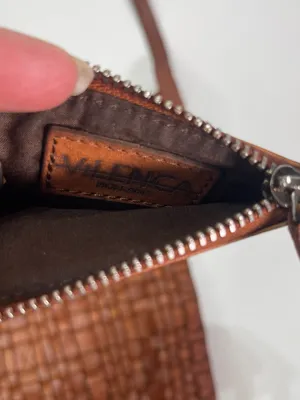 VILENCA HOLLAND Shoulder Crossbody Bag Chestnut Woven Leather w/ Keychain Wallet thumbnail 6