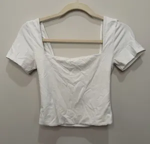 Babaton Aritzia White Square Neck Sculpt Short Sleeve Top Size Small thumbnail 1