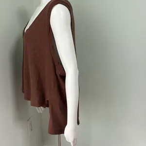 Free People | FP Beach Oversized Boxy Fit Chocolate Brown Hi-Low Cotton Tank thumbnail 3