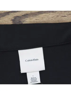 NWT Calvin Klein Womens Crepe Jersey Polo Shirt Knit 44C221G Black L thumbnail 6