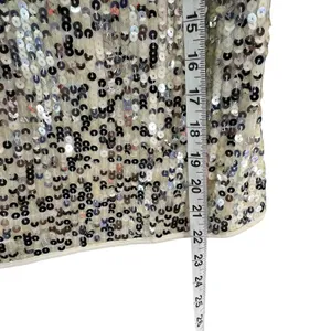 Goldie Twilight Camisole Top Womens M Silver Cream Sequin Sparkles‎ Shimmer Glam thumbnail 11