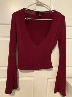 Forever 21 Maroon Wrap Crop Top thumbnail 2