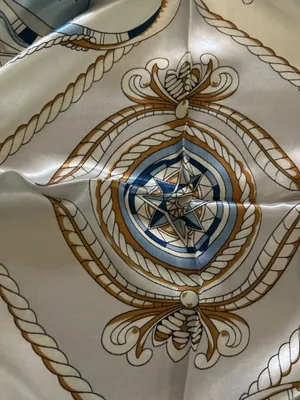 Vintage Square Sailing BOAT,WHEEL&Anchor 35/35 Oversized satin Silky SCARF thumbnail 13