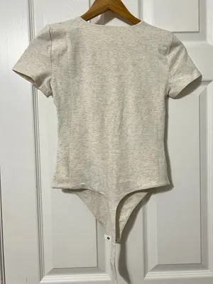 NEW Aritzia Contour Crew Neck Bodysuit Small NWT Oatmeal Heather thumbnail 5