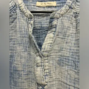 Free People Anguilla Washed Pullover Blue Top Size XS thumbnail 3