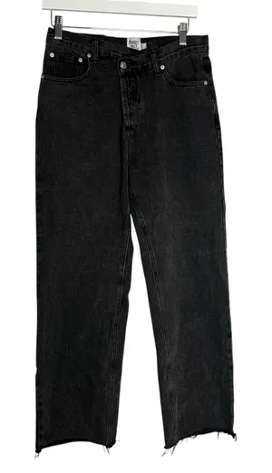 Princess‎ Polly Black Cross Waist Raw Hem Denim Jeans Size 4 thumbnail 1