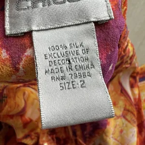 Chicos Blouse Womens Size 2 Large Multicolor Silk Sheer Beaded Tunic Top Boho thumbnail 7