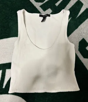 Forever 21 White Tank Top Cropped Ribbed thumbnail 1