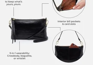 Hobo Polished Leather 3 In 1 Bag in Black thumbnail 1