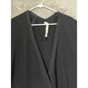 Lululemon Black Merino Wool Wrap Cardigan Poncho Oversized Draped Sweater M/L thumbnail 2