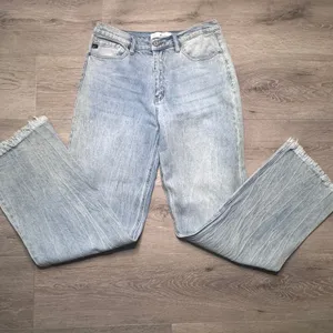 Kancan‎ High Rise Wide Leg Jeans Light Wash Frayed Hem KC7847M Womens 11/29 thumbnail 2