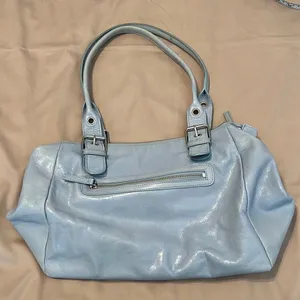 Danier light blue soft leather handbag with adjustable handles EUC thumbnail 2