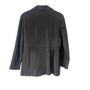 American Leather USA Vintage 90s Women's Size Large Black Button Up‎ Jacket Coat thumbnail 5