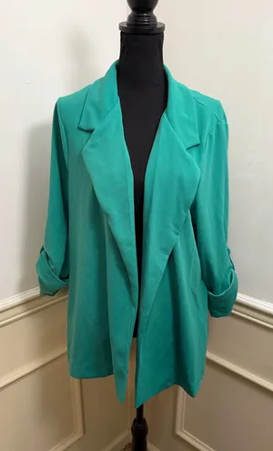 Andrée by Unit I'm Really That Gal Ruched 3/4 Sleeve Boyfriend Open Front Blazer thumbnail 1