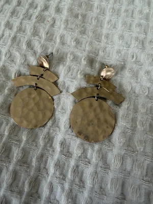 Hammered Gold Earrings Boutique Statement thumbnail 2