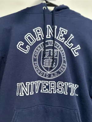 Vintage Cornell University Hoodie SzS Navy Blue Jerzees logo Spellout Streetwear thumbnail 9