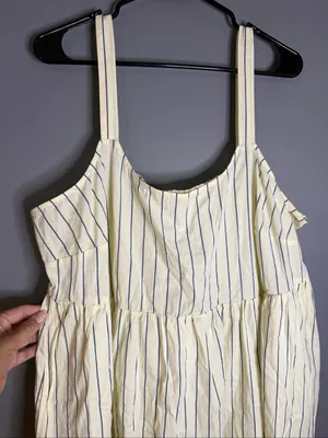 Ava & Viv Yellow Pinstripe Empire Waist Square Neck Dress Size 1X NWT thumbnail 4