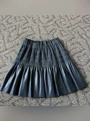 Endless Rose Smocked Pleated Faux Leather Skirt thumbnail 4