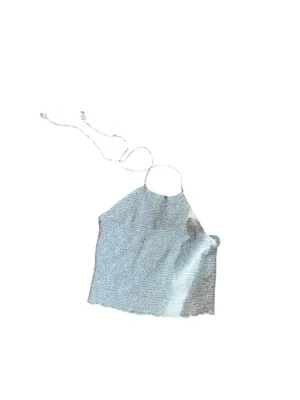 Women's J.Crew Liberty Fabric Halter Crop Top Blue White Size S thumbnail 7
