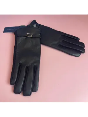 Adrienne Vittadini Black Leather Gloves Touchscreen Wool blend lining S/M NWT thumbnail 2