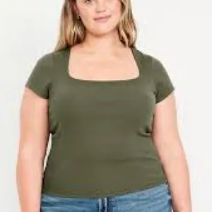 Old Navy Square Neck Short Sleeve Top - Olive thumbnail 1