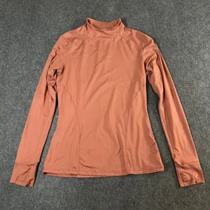 Fabletics Womens Long Sleeve Mock Neck Active Top Rust Orange Thumbholes Small thumbnail 1