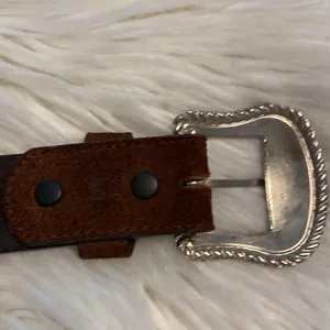 Leather Belt brown color so beautiful with silver buckle excellent condition 45” thumbnail 10