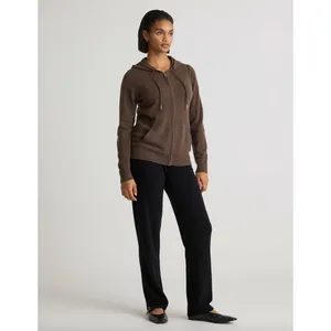 Quince Mongolian Cashmere Full Zip Hoodie Sweater Brown Womens XS NWT thumbnail 3