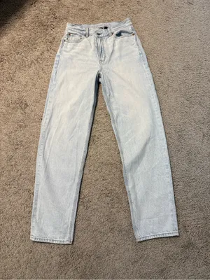 American Eagle Outfitters Light Wash High-Rise Baggy Straight Jeans 4 thumbnail 1