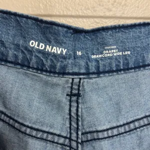 Old Navy Drapey Drawcord Wide Leg Pants Blue Denim High Rise Casual Chambray 16 thumbnail 8