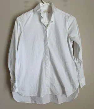 Ann Mashburn Button Down Shirt Women XS White Stretch Cotton thumbnail 1