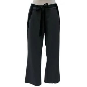 Cache Black Lace Satin Self Belt Gray Bi Stretch Crop Pant New $118 NWT Size 10 thumbnail 7