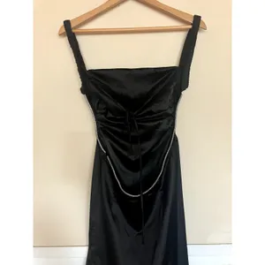 HELLO MOLLY Bet U Wanna Satin Midi Dress Cutout Gown Black Size M US 6 thumbnail 4