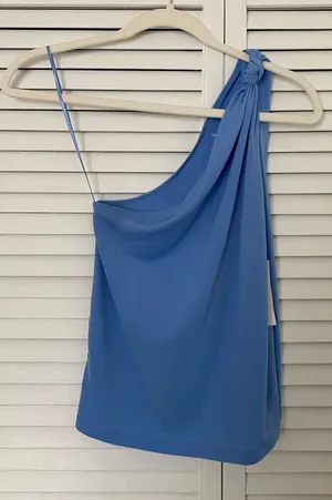 Abercrombie One-Shoulder Knotted Blue Top thumbnail 1
