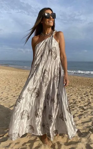 Zara dress maxi oversize fit boho blogger prints casual summer vacation wedding thumbnail 3
