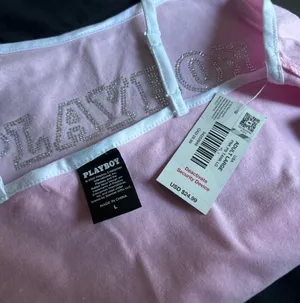 Pink Playboy tank top with rhinestone logo thumbnail 4