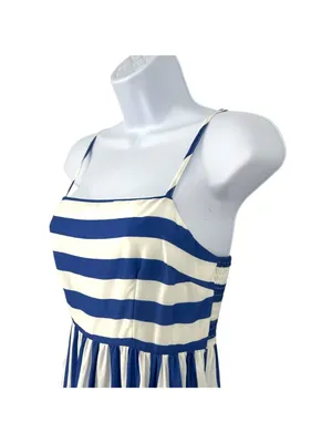 Urban Daizy Nautical Stripe Maxi Dress Blue White Tiered Sun Dress Medium NWT thumbnail 5