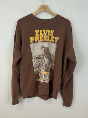 Sun Record Company Elvis Presley Brown Graphic Crewneck Sweater Large Women's thumbnail 1