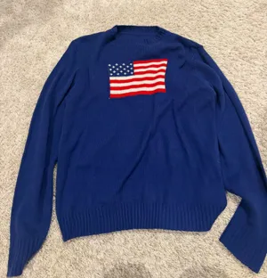 American Flag Sweater Blue Size L thumbnail 1