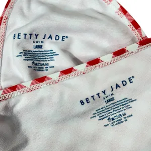 Betty Jade Large Triangle String Bikini Swim Top Bottoms Plaid Tie Straps Lined thumbnail 5