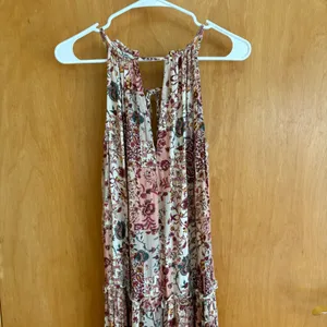 DREW XS Floral Maxi Dress‎ Sleeveless Halter Tie Back Bohemian Festival thumbnail 7
