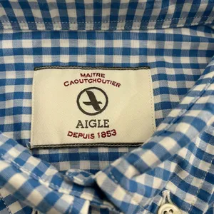 Aigle Depuis 1853 Shirt Women S Blue Gingham Plaid‎ Long Sleeve Button Down thumbnail 3