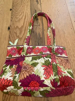 Vera Bradley Hello Dahlia Handbag Pink Flowers Quilted Shoulder Bag Tote Purse thumbnail 10
