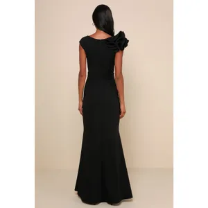 Lulus Lucette Black Sleeveless Ruffled Mermaid Maxi Dress Holiday Extra Small thumbnail 3