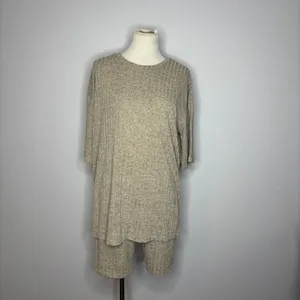 Ekouaer - Khaki Knit Pajamas Top thumbnail 3