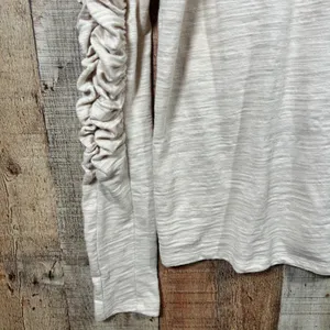 Free People We The Free Natasha Ruched Sleeve Top Small Beige Slub Knit thumbnail 3