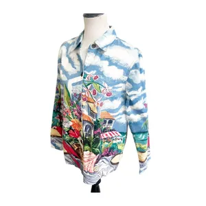 Vtg Real Comfort By Chadwick's Button Up Top Womens M Multi Floral Scenic Print thumbnail 5