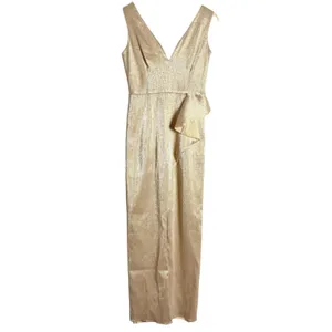 Black Halo Gold Hendricks Sleeveless V-Neck Metallic Cocktail Evening Gown 8 thumbnail 6