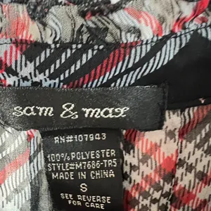 Vtg Y2K 2000s Plaid Top Women's Small Red Sheer Smocked Grunge‎ Goth thumbnail 3